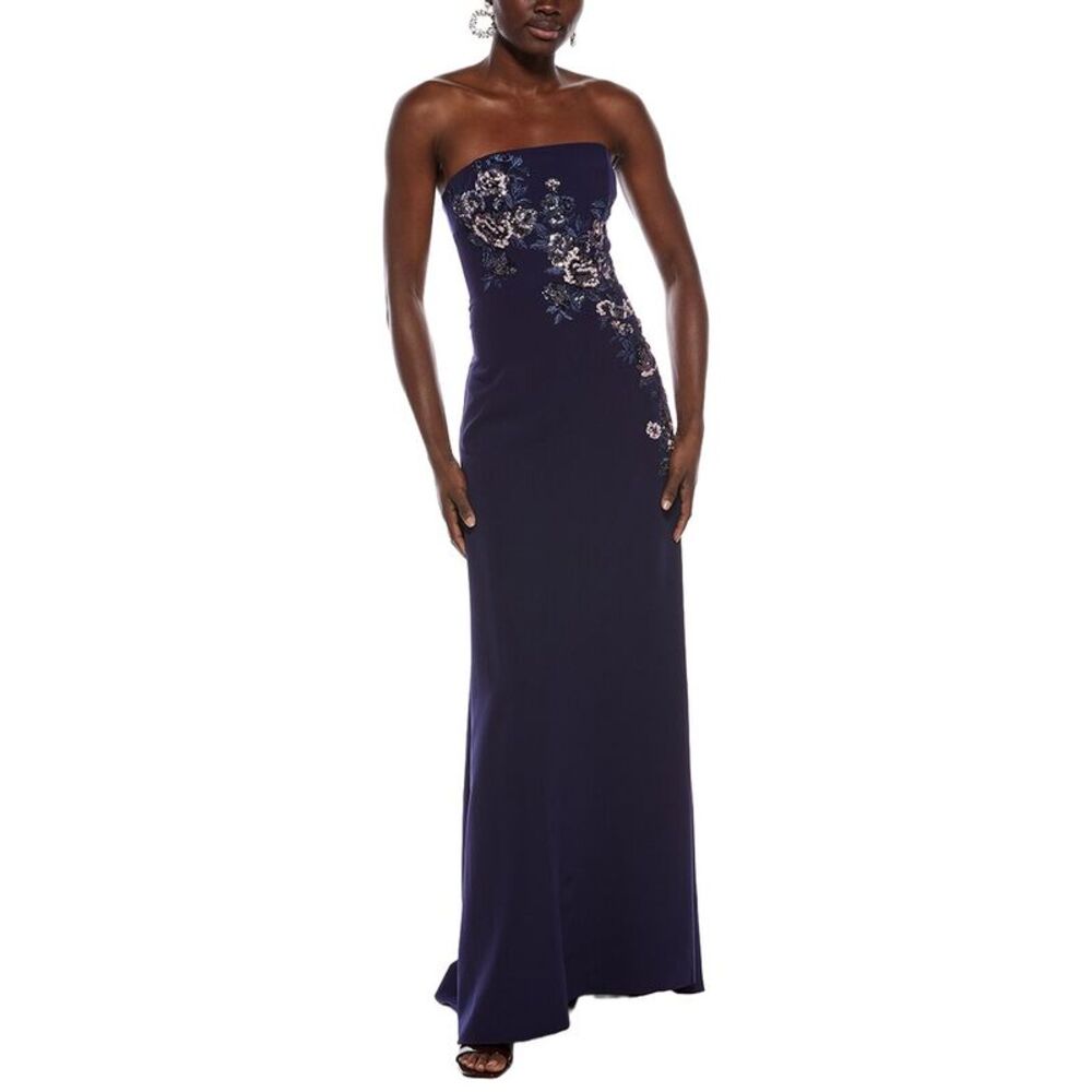 Rene Ruiz Womens Strapless Gown, Navy